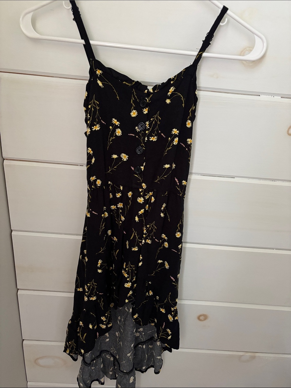 Black Floral Sundress with Yellow Daisy Print